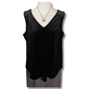 OLD NAVY black velvet sleeveless v-neck stretchy top ~ Goth LARGE XL 1X shirt